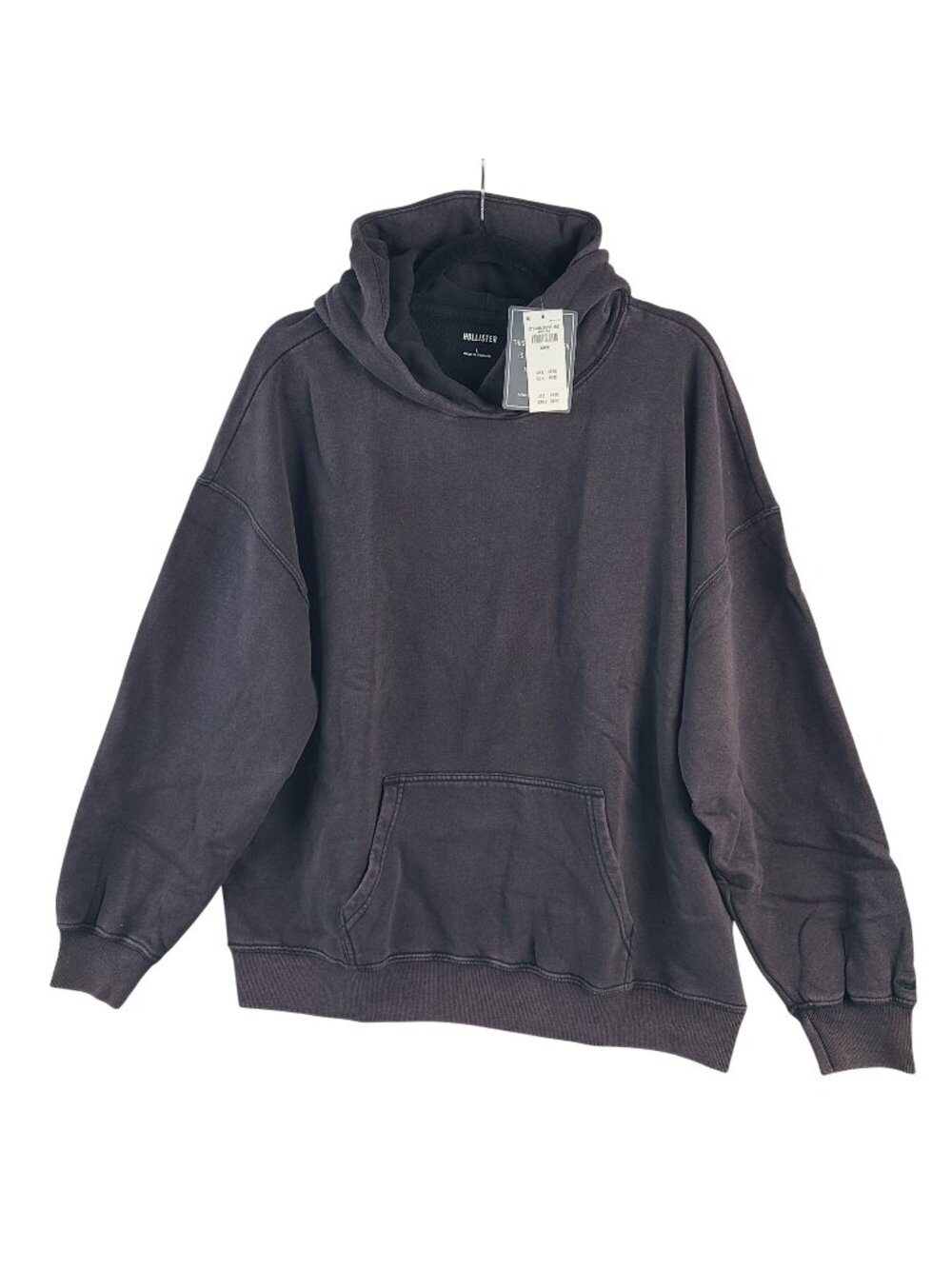 Hollister Large Pullover Hoodie In Washed Black With Kangaroo Pocket